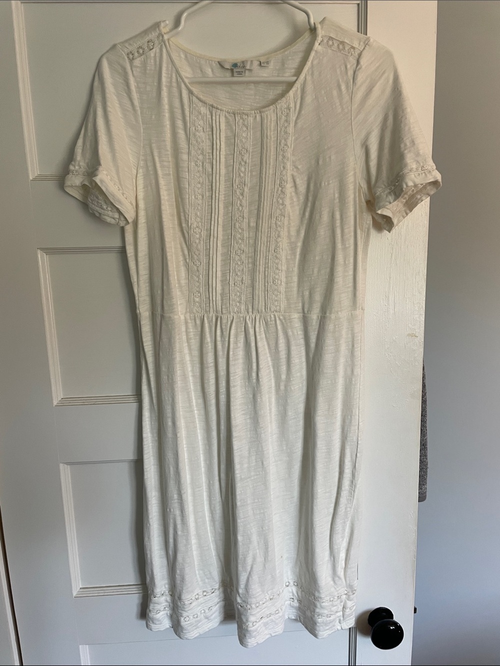 Boden Cream Lace-Trim Midi Dress